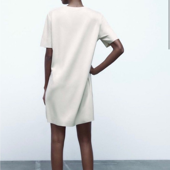 Zara Faux Vegan Suede Shift Mini Dress A Line Short Sleeves Size XL NWT - Picture 2 of 8